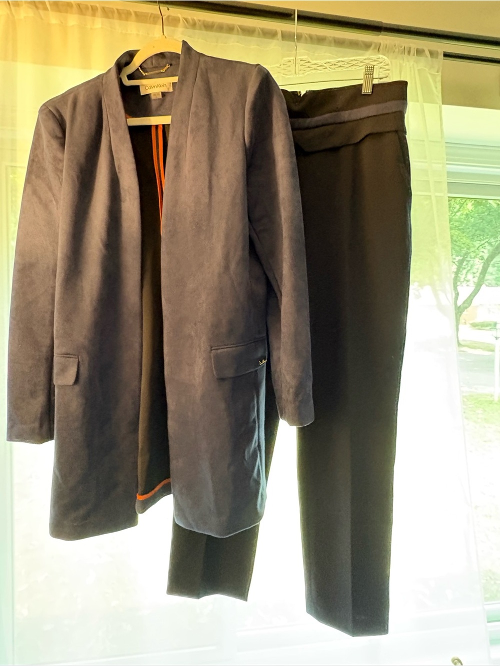 Calvin Klein Faux Suede Jacket and Coordinating High Waisted Trousers